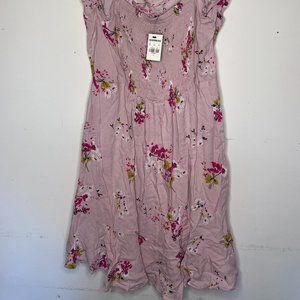 Express Dress Floral Print Spaghetti Strap Ties Elastic Back Panel Size L